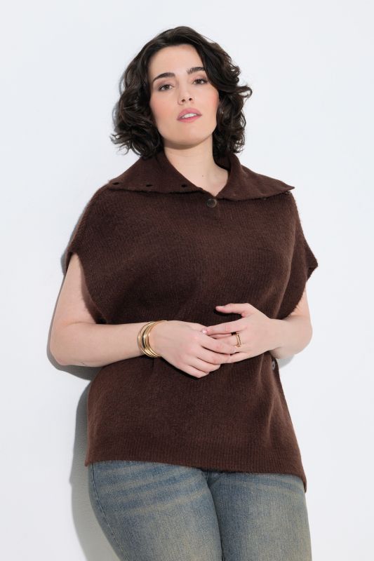 Turtleneck Button Detail Sweater Vest