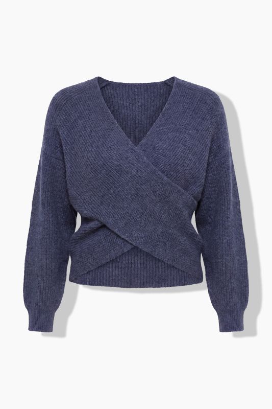 Wrap Look V-Neck Long Sleeve Sweater
