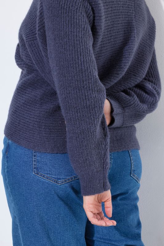Wrap Look V-Neck Long Sleeve Sweater