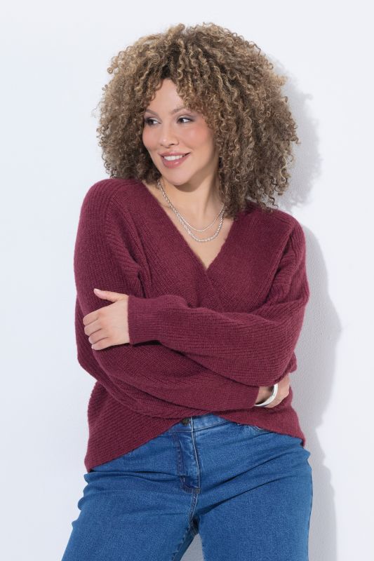 Wrap Look V-Neck Long Sleeve Sweater
