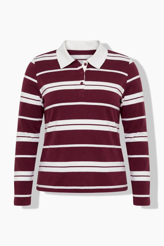 Mixed Stripe Long Sleeve Polo Blouse