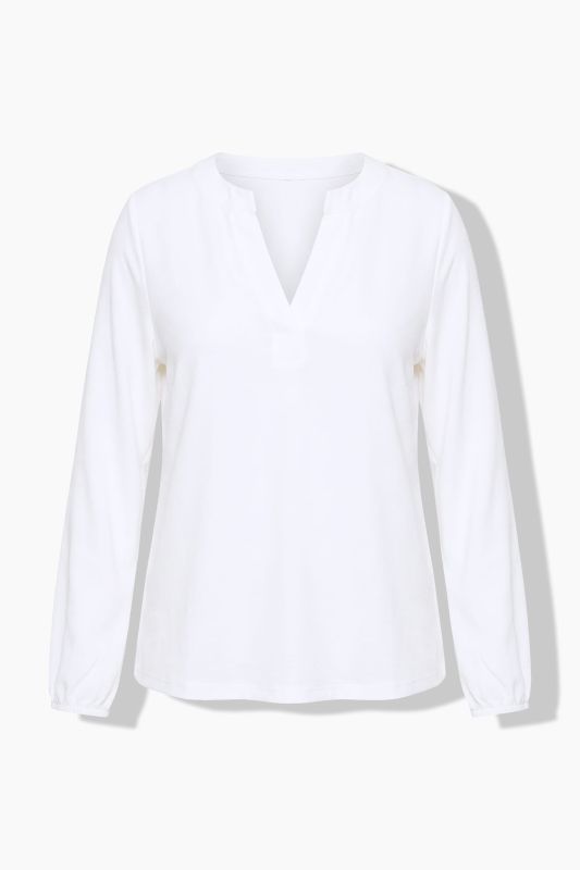 Modal Blend Split Neck Long Sleeve Blouse