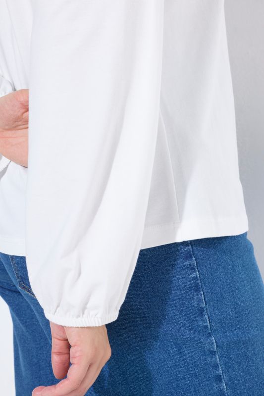 Modal Blend Split Neck Long Sleeve Blouse