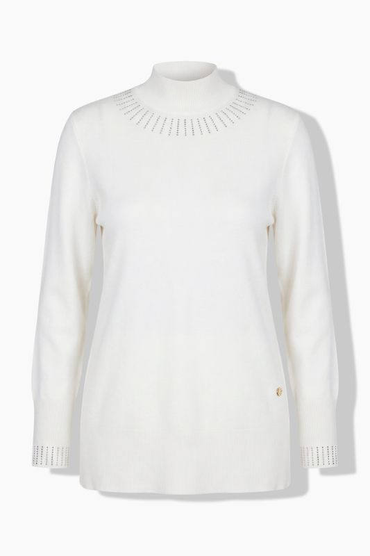 Rhinestone Studded Long Sleeve Turtleneck Sweater