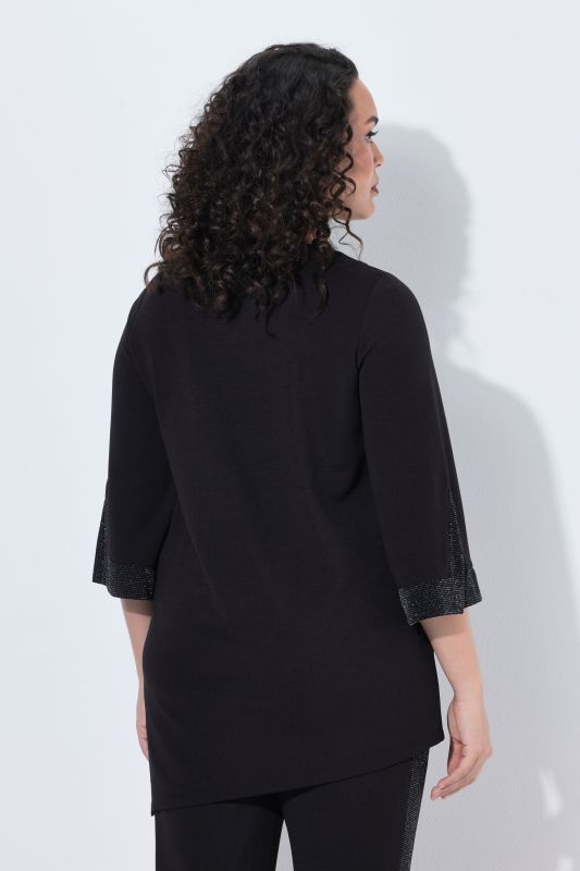 Asymmetric Rhinestoned A-Line Knit Tunic