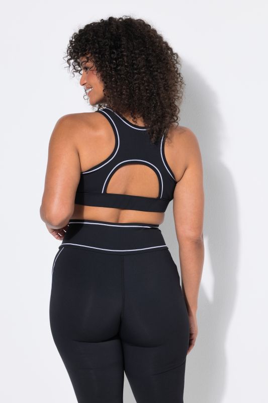 Contrast Piping Racerback Sports Bra