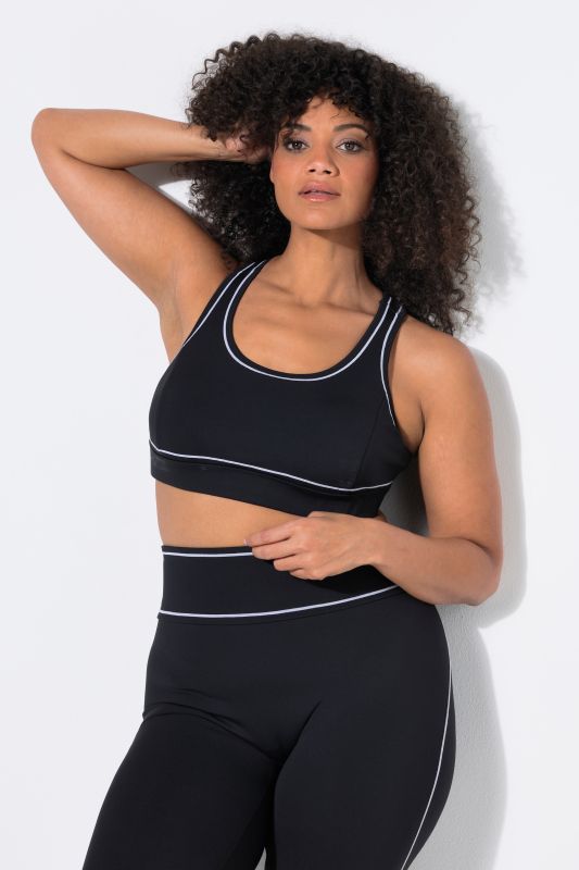 Contrast Piping Racerback Sports Bra