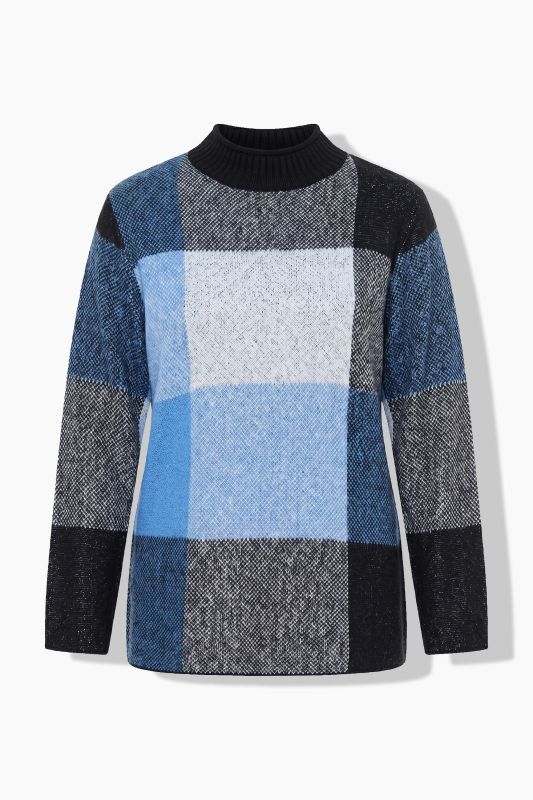 Checkered Long Sleeve Turtleneck Sweater