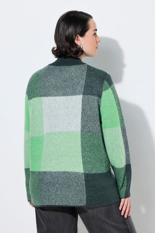 Checkered Long Sleeve Turtleneck Sweater