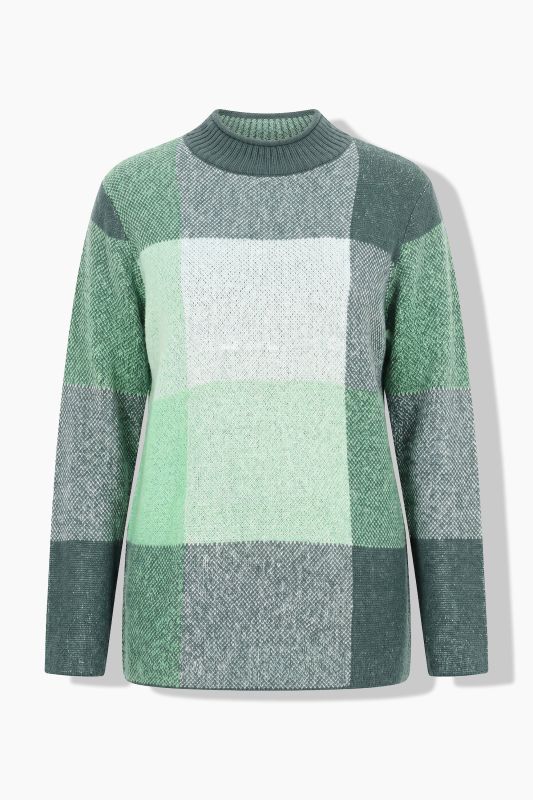 Checkered Long Sleeve Turtleneck Sweater