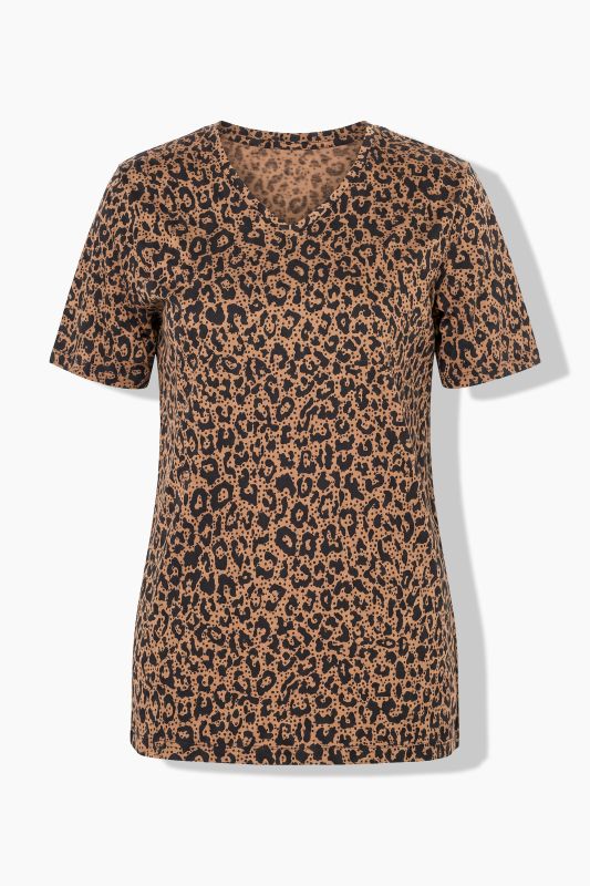 Print V-Neck Short Sleeve Cotton Tee