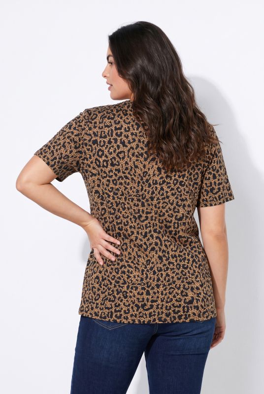 Print V-Neck Short Sleeve Cotton Tee