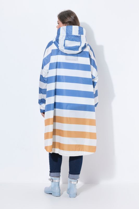 Colorblock Striped Rain Poncho