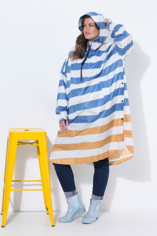 Colorblock Striped Rain Poncho
