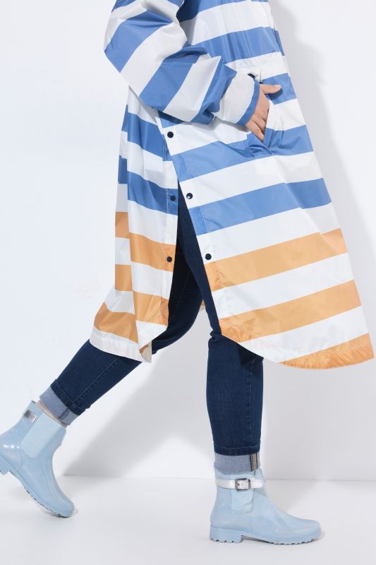 Colorblock Striped Rain Poncho