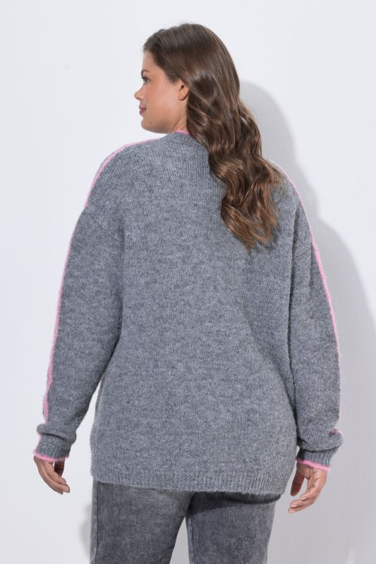 Contrast Piping V-Neck Cardigan