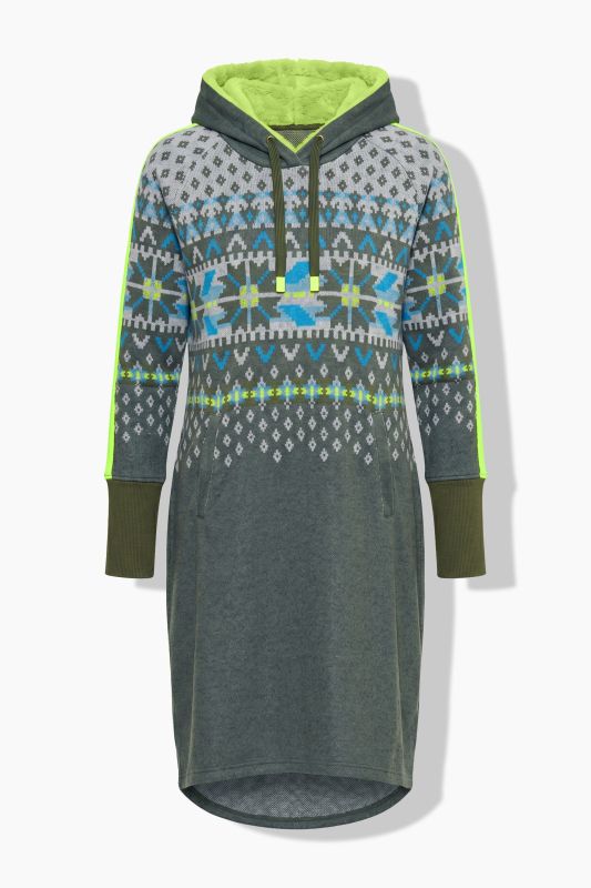 Alpine Striped Hooded Long Sleeve Dress