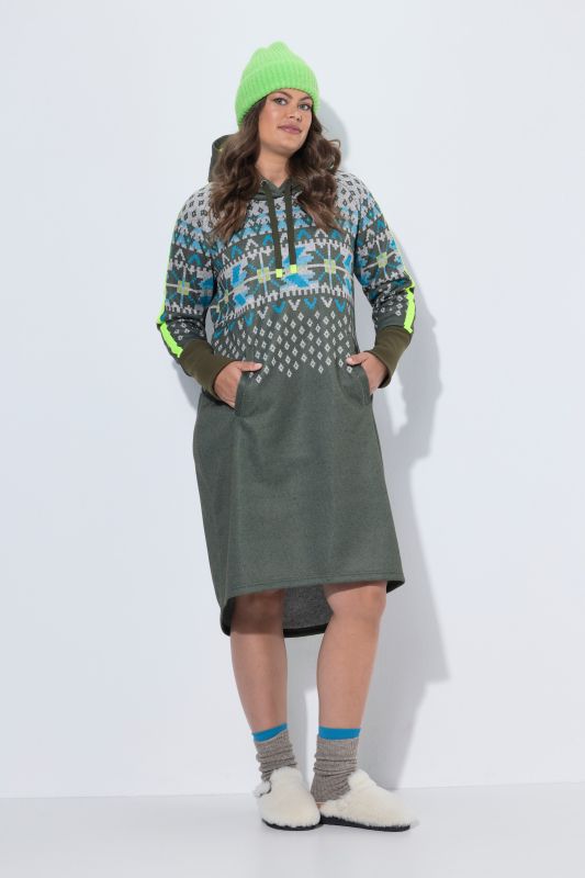 Alpine Striped Hooded Long Sleeve Dress