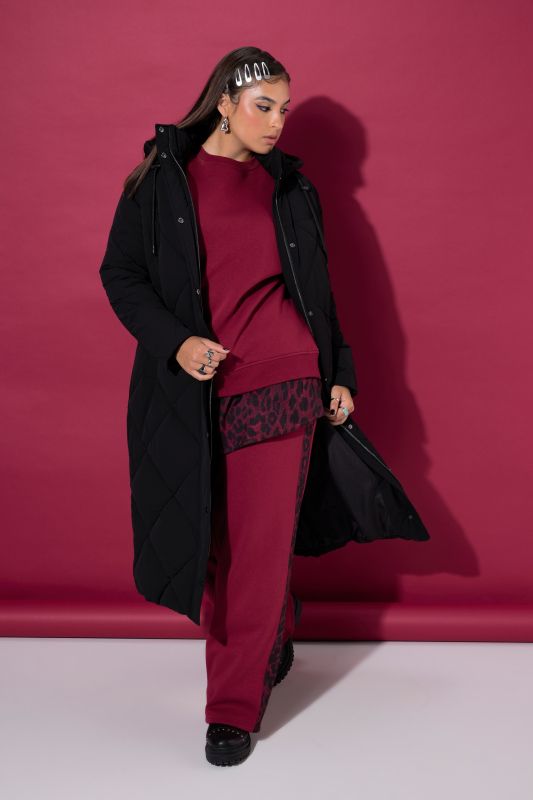 Diamond Quilted Hooded Long Coat