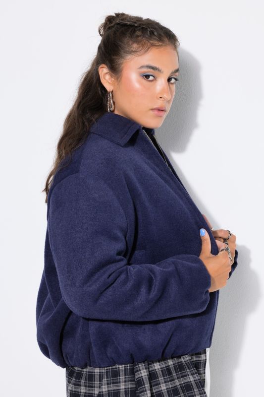 Wool-Look Zip Bomber Jacket