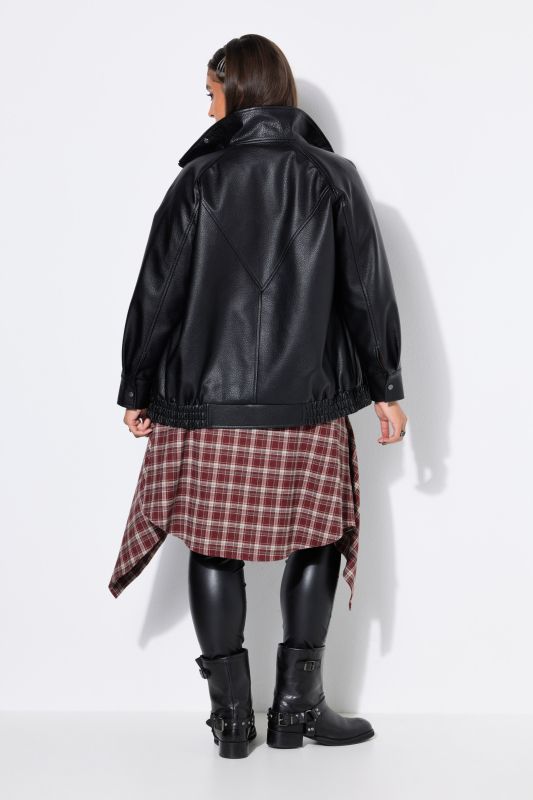 Oversized Faux Leather Asymmetrical Zip Jacket