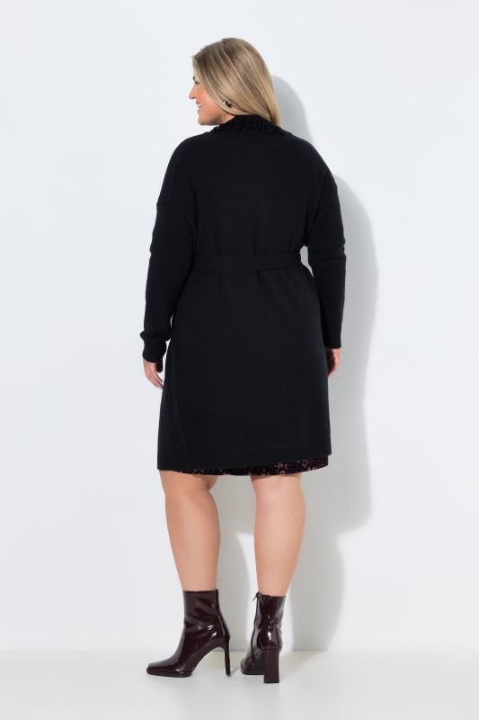 Extra Long Fringed T Open Shape Cardigan
