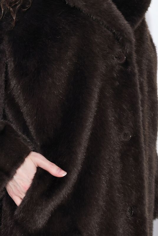 Plush Faux Fur Lapel Collar Coat