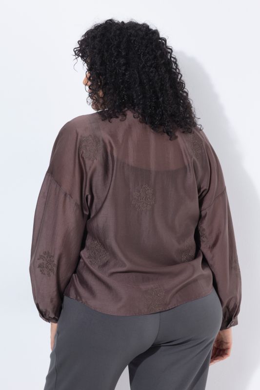 Tonal Embroidered Button-Down Blouse