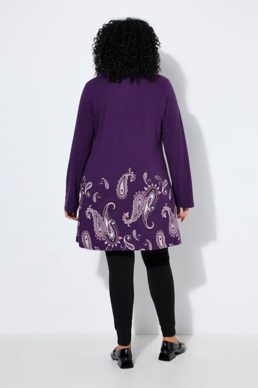 Midnight Paisley Border Print A-Line Knit Tunic