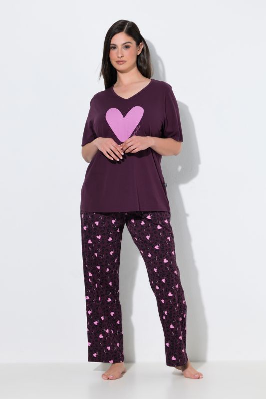 Heart Print 2 Piece Pajama Set