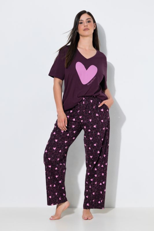 Heart Print 2 Piece Pajama Set