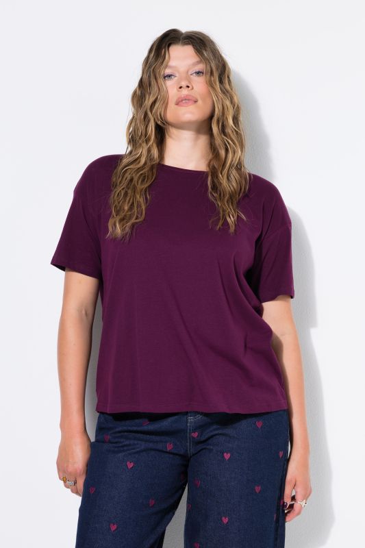 Round Neck Short Sleeve Relaxed Fit Cotton Tee