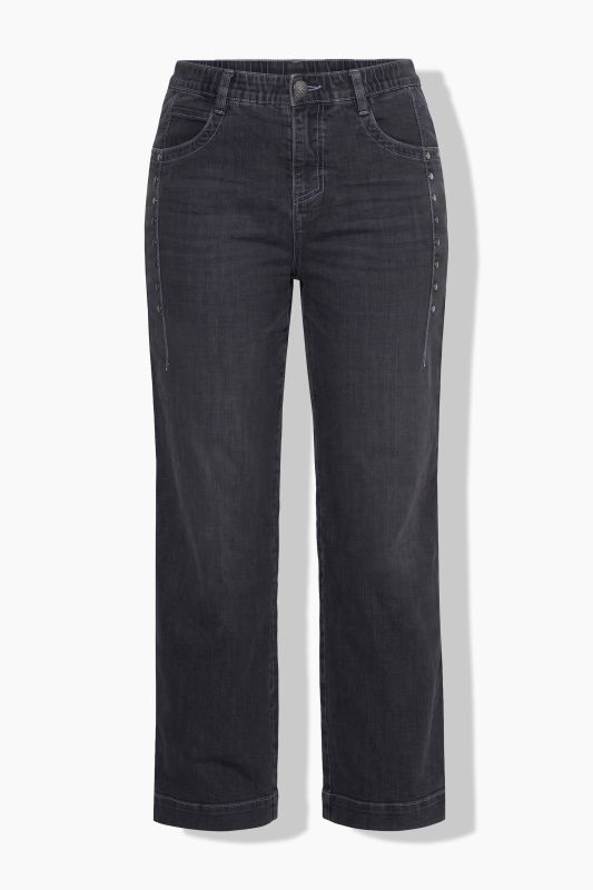 Metallic Studded Stretch Fit Wide Leg Jeans