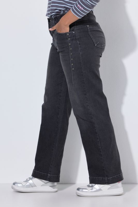 Metallic Studded Stretch Fit Wide Leg Jeans