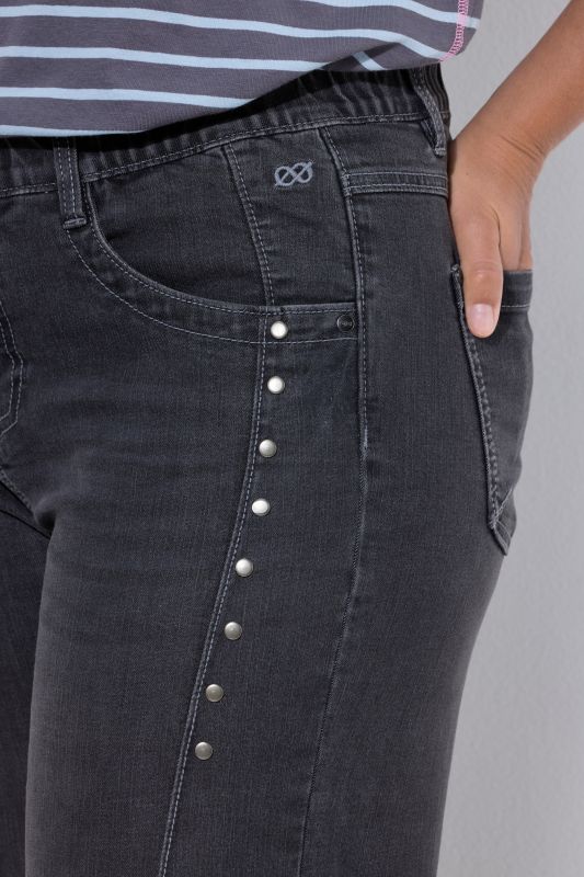 Metallic Studded Stretch Fit Wide Leg Jeans