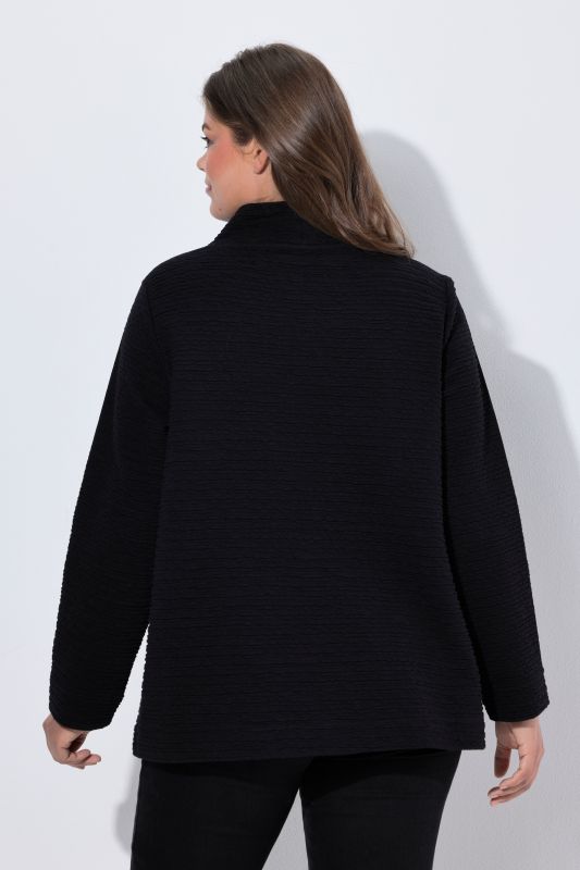 Textured Side Stripe Turtleneck Sweatshirt