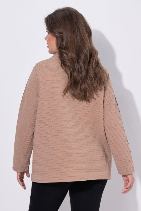 Textured Side Stripe Turtleneck Sweatshirt