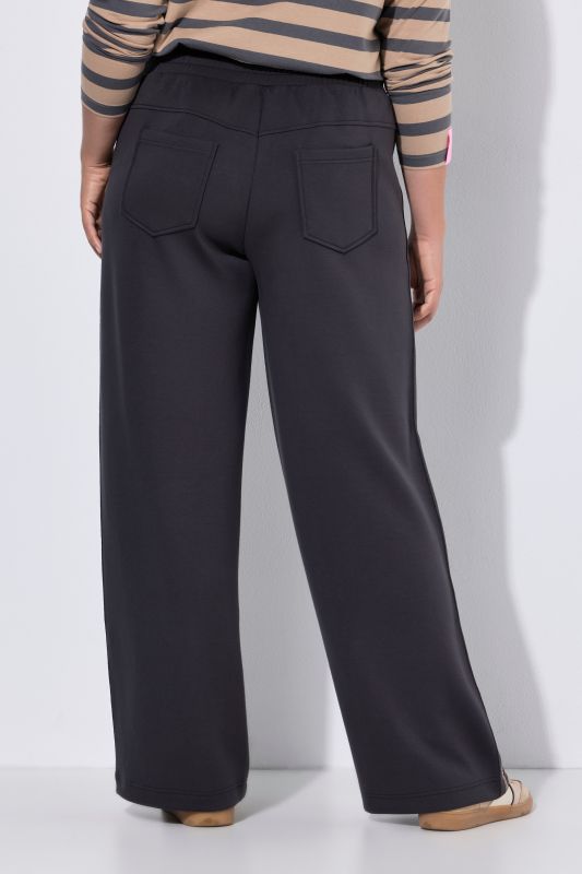 Wide Leg Side Stripe Elastic Waist Jersey Pants