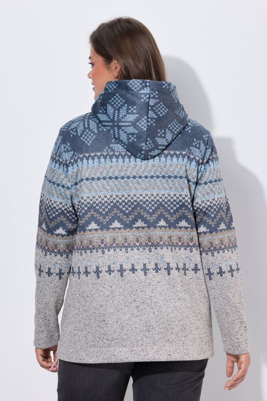 Alpine Print Pullover Fleece-Lined Hoodie