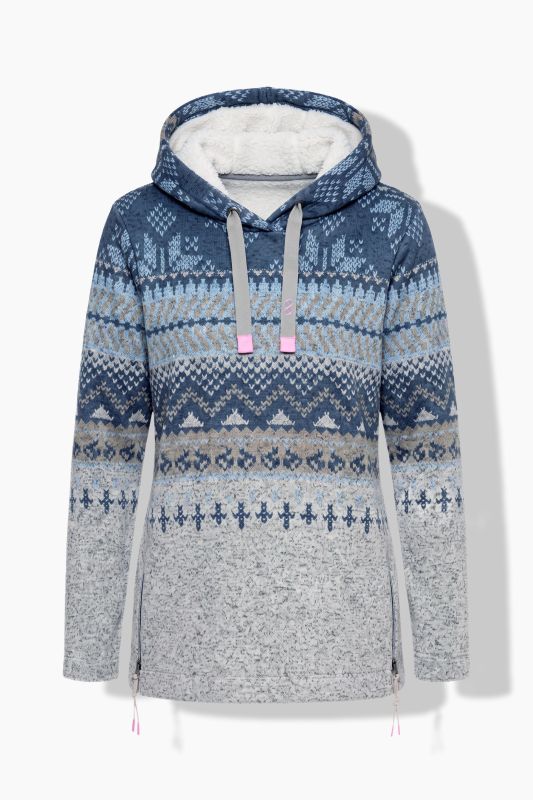 Alpine Print Pullover Fleece-Lined Hoodie