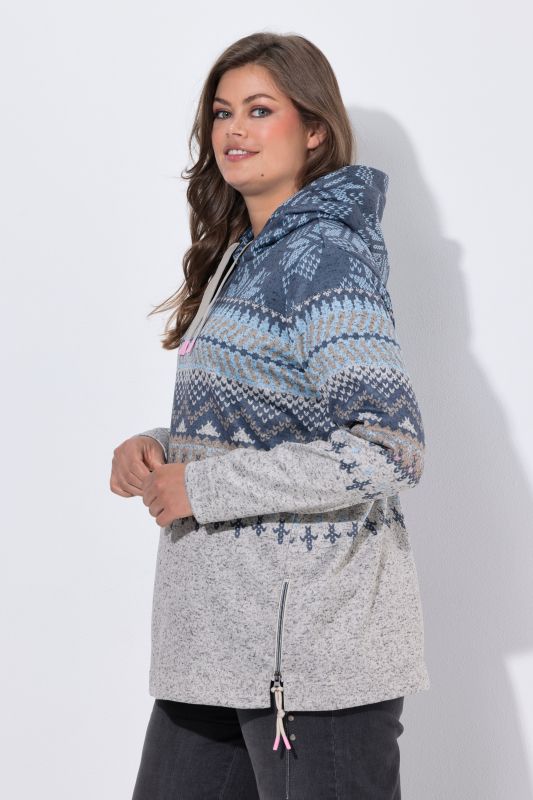 Alpine Print Pullover Fleece-Lined Hoodie
