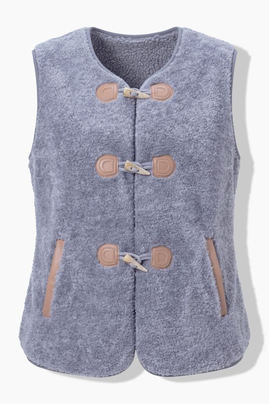Toggle Close Sleeveless Teddy Vest