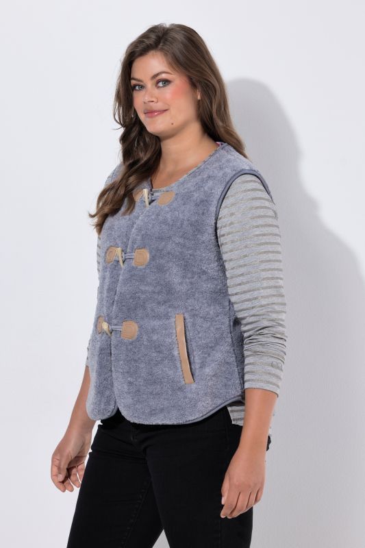 Toggle Close Sleeveless Teddy Vest