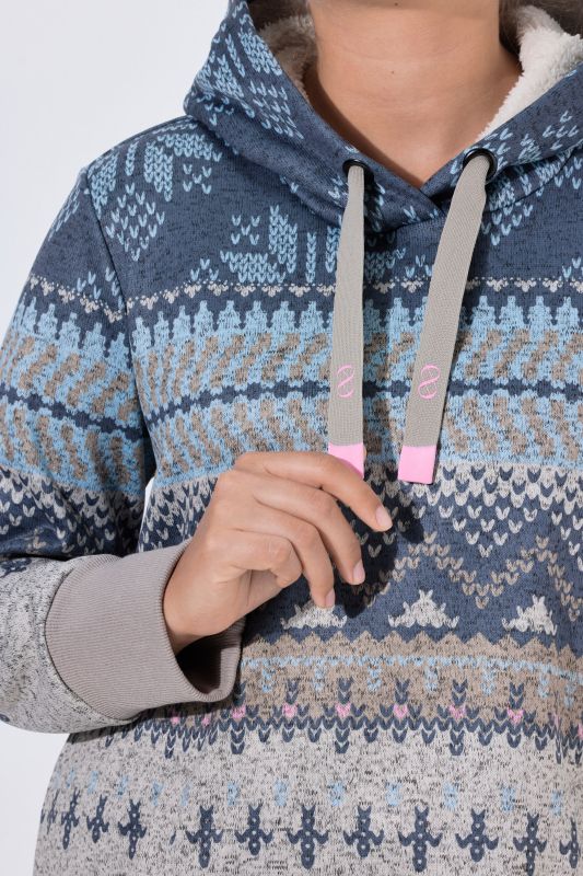 Alpine Print Hooded Fleece-Lined Dress