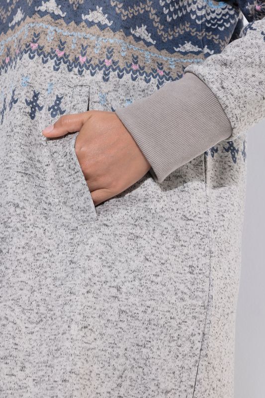 Alpine Print Hooded Fleece-Lined Dress