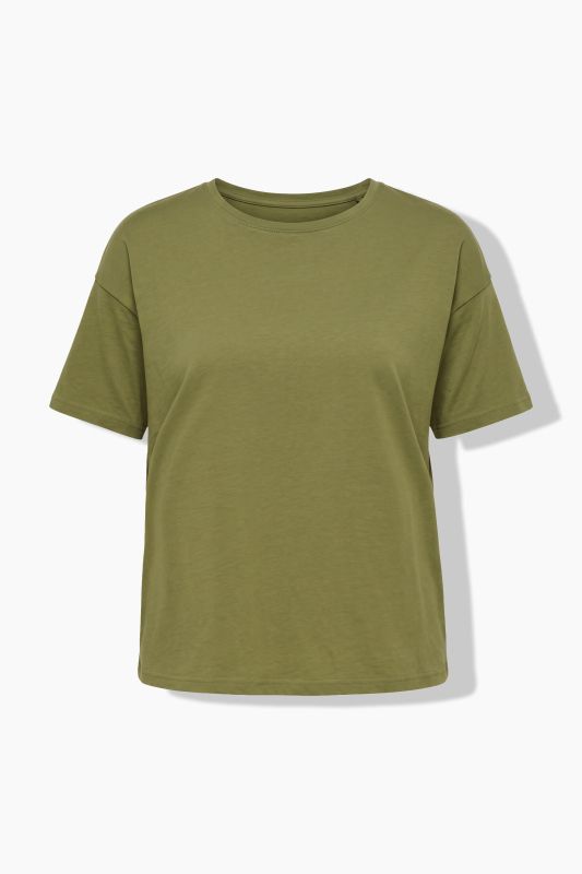 Round Neck Short Sleeve Relaxed Fit Cotton Tee