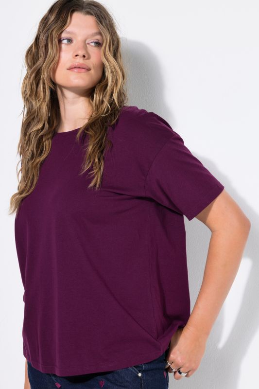 Round Neck Short Sleeve Relaxed Fit Cotton Tee