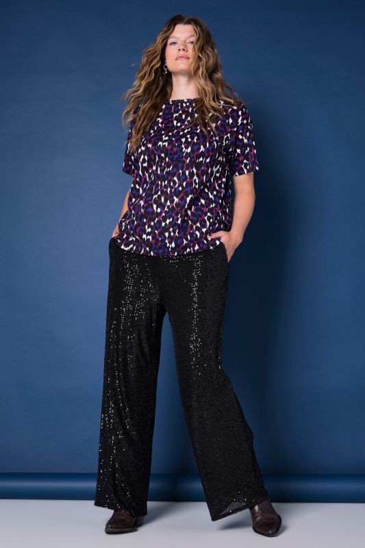Sequined Wide Leg Elastic Waist Pants