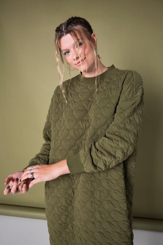 Sweat mini dress, oversized, HEART quilting