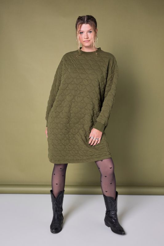 Sweat mini dress, oversized, HEART quilting